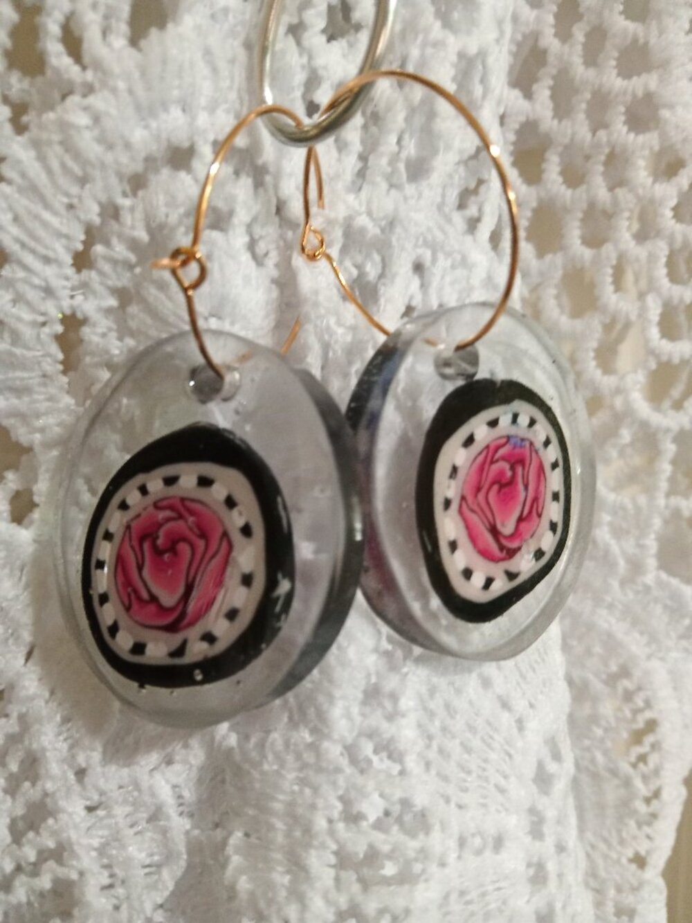 HANDMADE RESIN W/ CLAY SLICE INSIDE.